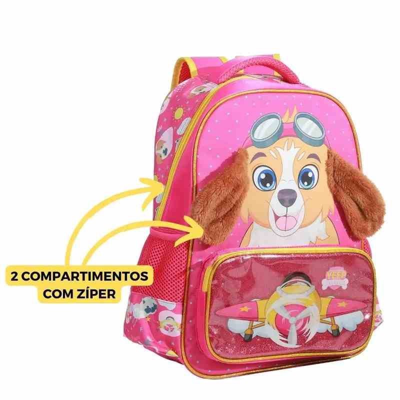MOCHILA INF. URSO AVIADOR PELUCIA G
